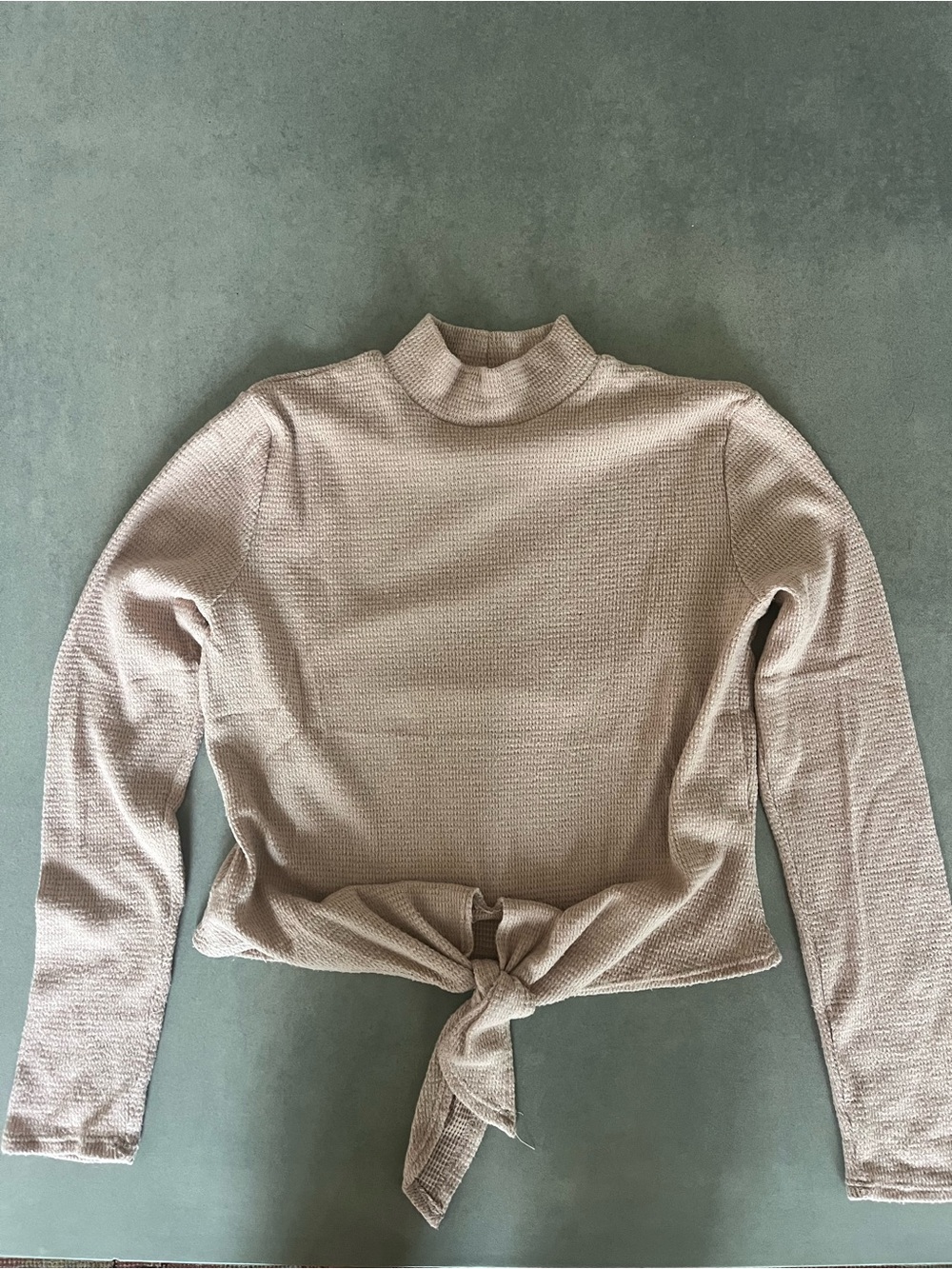 SAGE the Label - Womens Cream Tie-Front Mock Neck Sweater - Pink - Size S